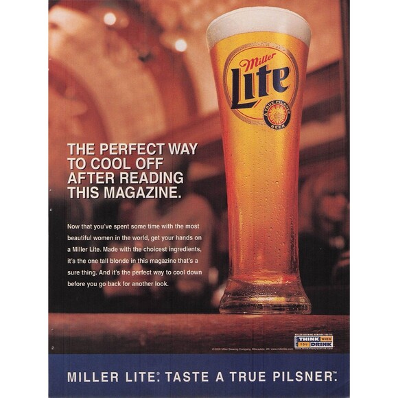 Sexy Woman Black African American Bikini Miller Lite Print Ad Pinup Poster 2000 - Picture 2 of 2